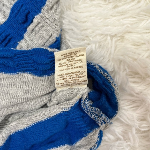 Free People | Blue & Gray Striped Ruched Cardigan - Picture 8 of 11